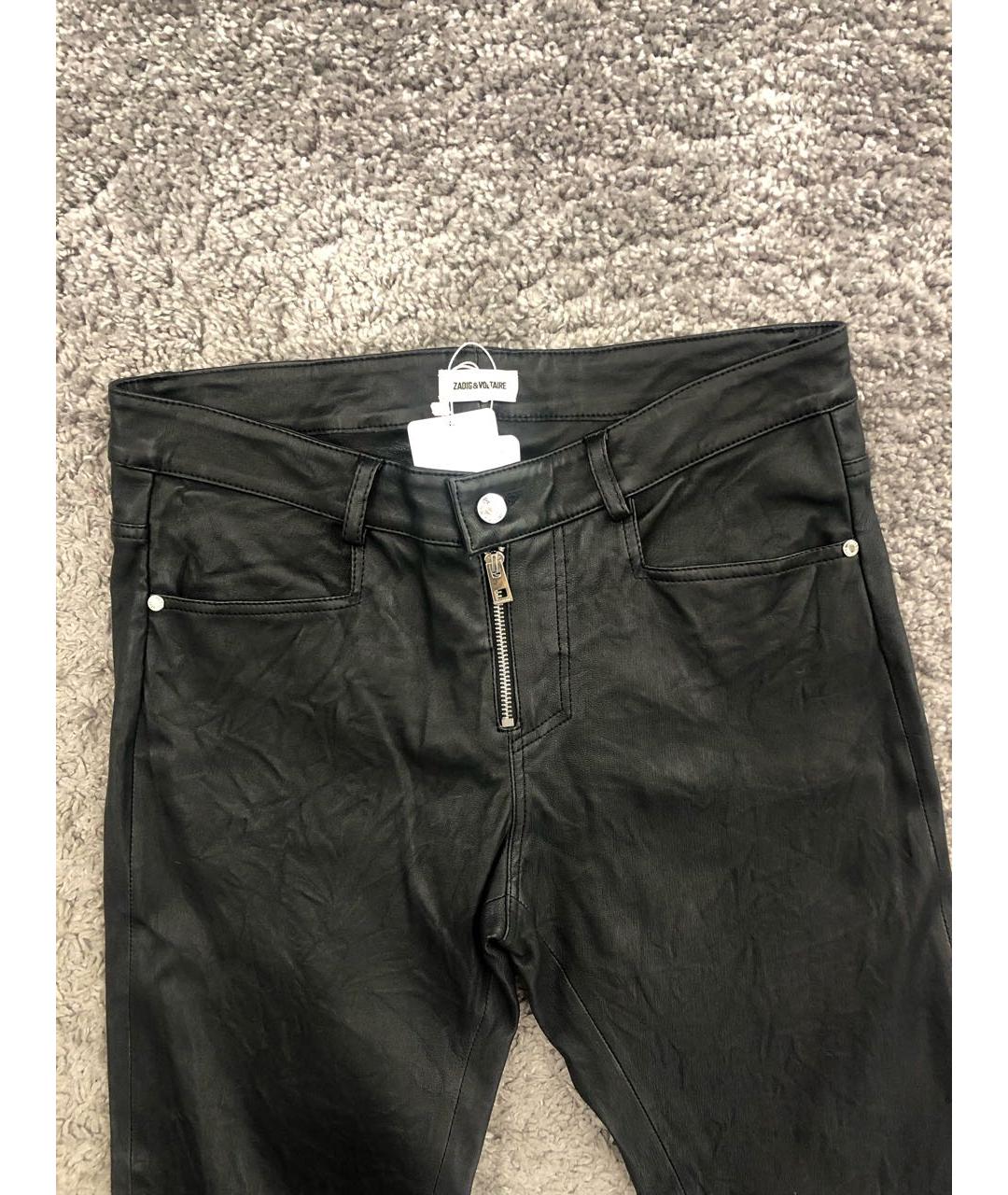ZADIG & VOLTAIRE Черные кожаные прямые брюки, фото 2
