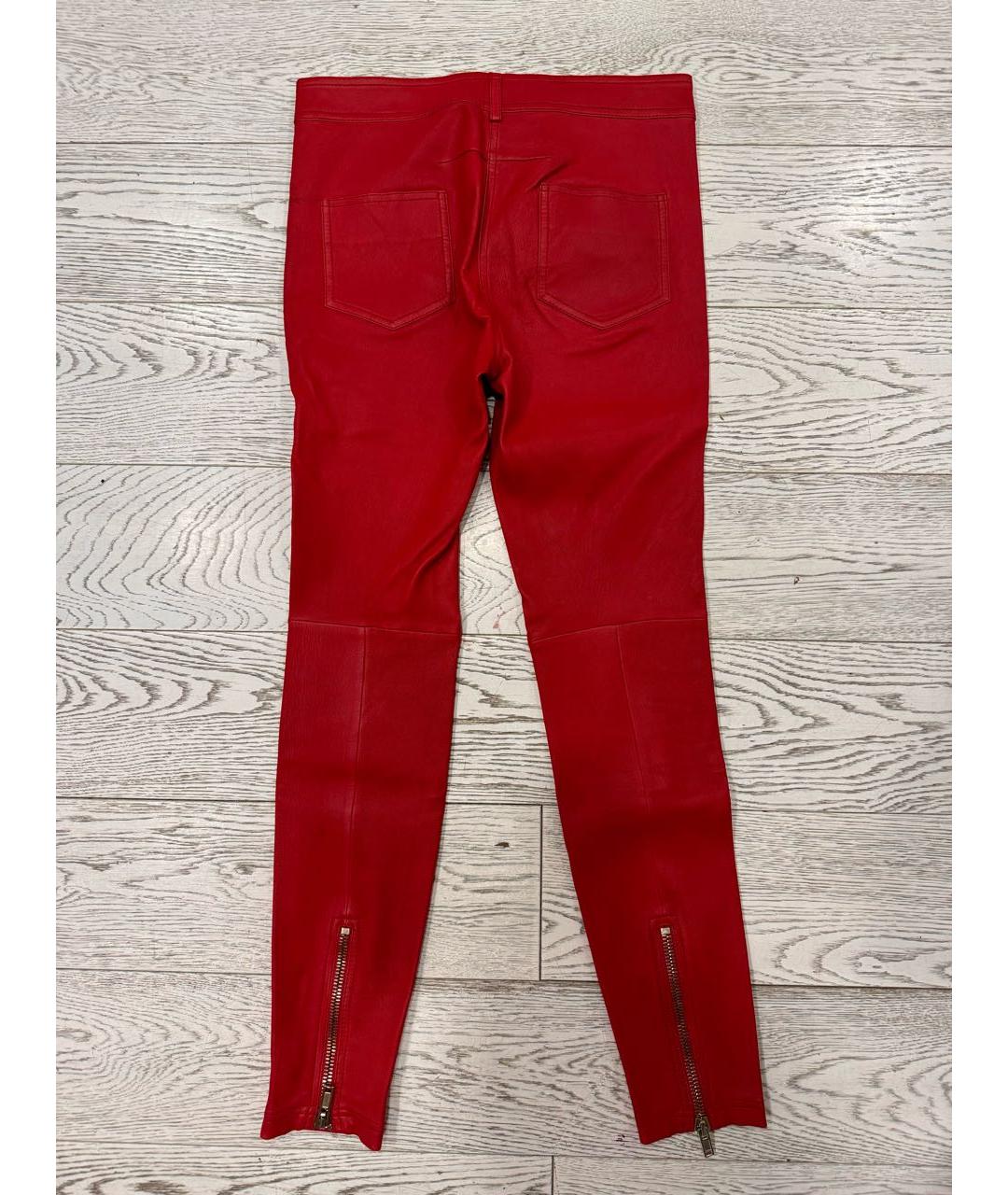 GIVENCHY Красные кожаные брюки узкие, фото 2