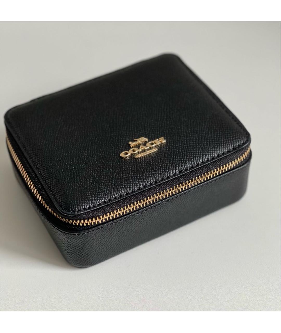 COACH Черная кожаная косметичка, фото 3