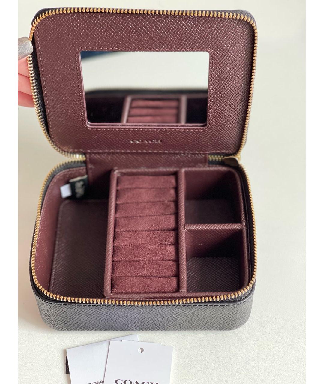 COACH Черная кожаная косметичка, фото 2