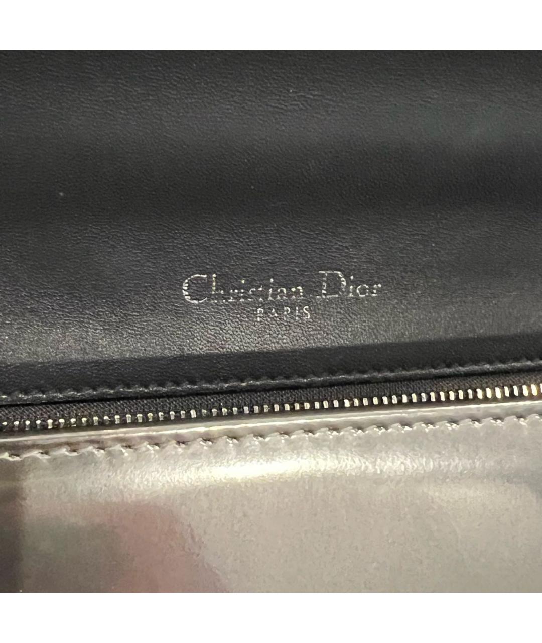 CHRISTIAN DIOR Серебряная кожаная сумка через плечо, фото 3