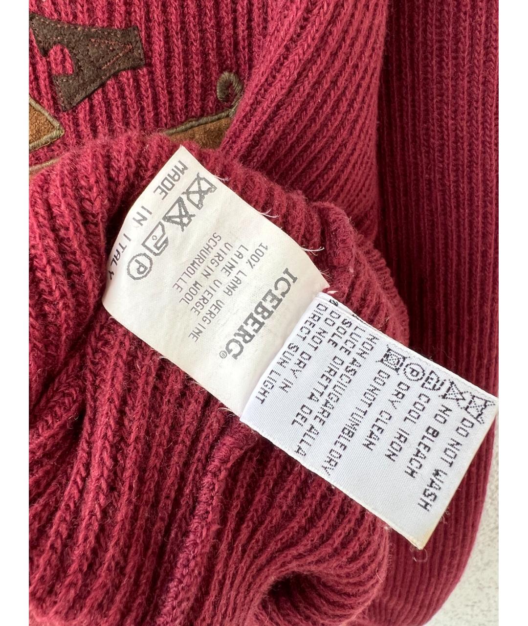 ICEBERG Бордовый шерстяной джемпер / свитер, фото 3