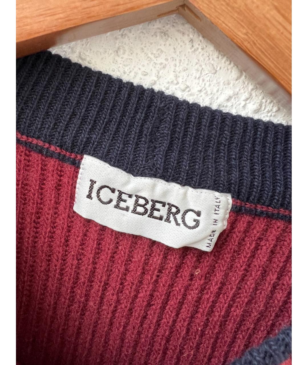 ICEBERG Бордовый шерстяной джемпер / свитер, фото 2