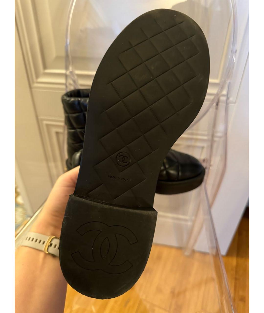 CHANEL Черные кожаные ботинки, фото 5
