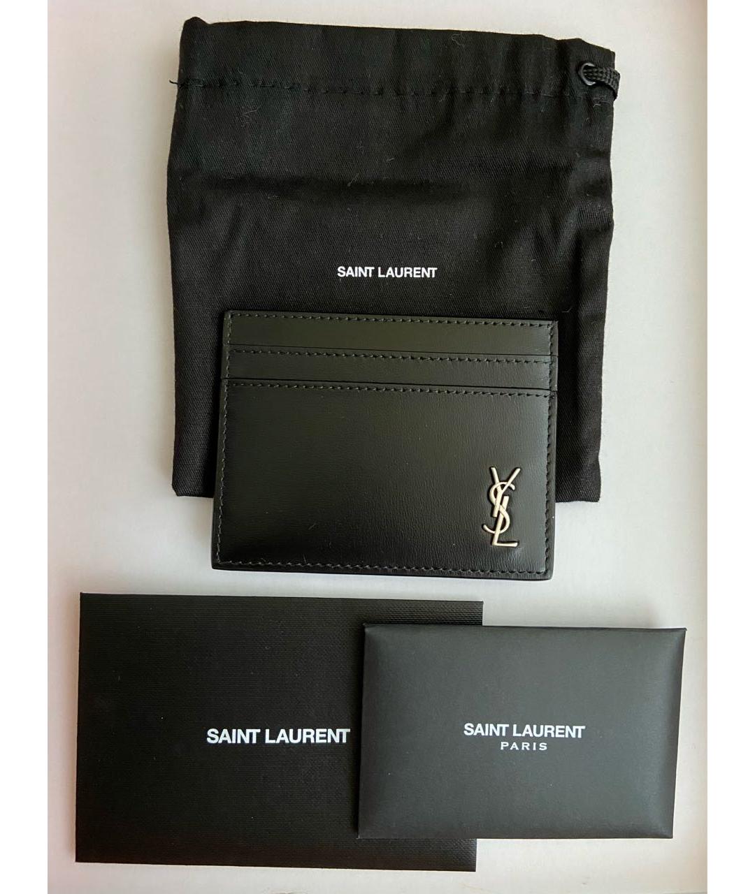 SAINT LAURENT Черный кардхолдер из лакированной кожи, фото 4