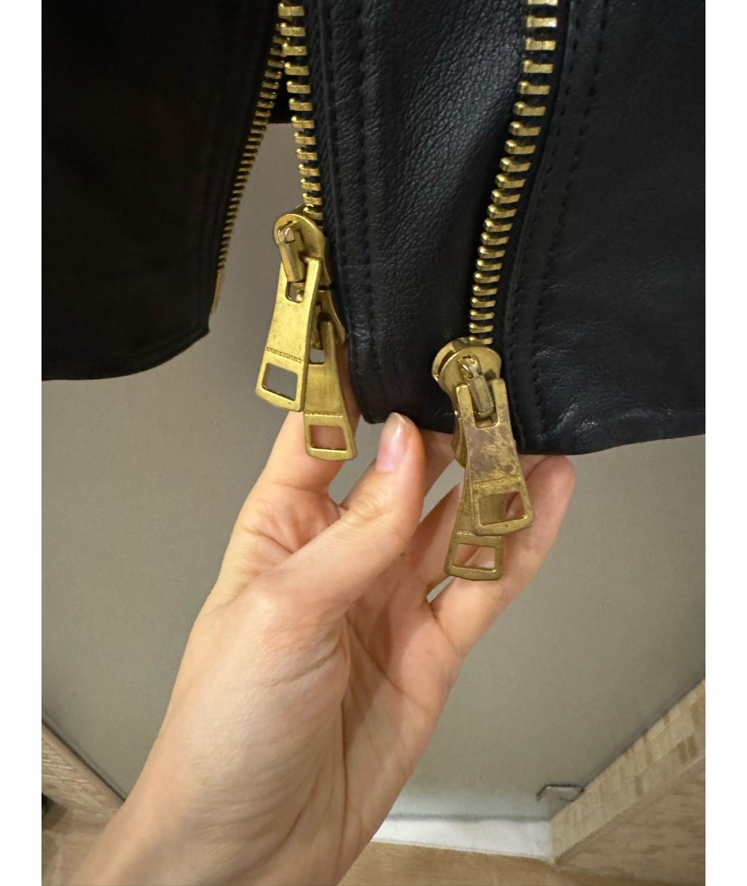BURBERRY Черная кожаная куртка, фото 4