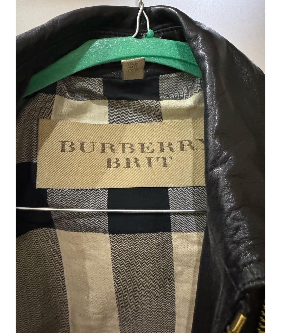 BURBERRY Черная кожаная куртка, фото 3