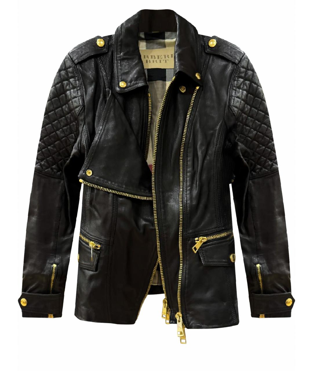 BURBERRY Черная кожаная куртка, фото 1
