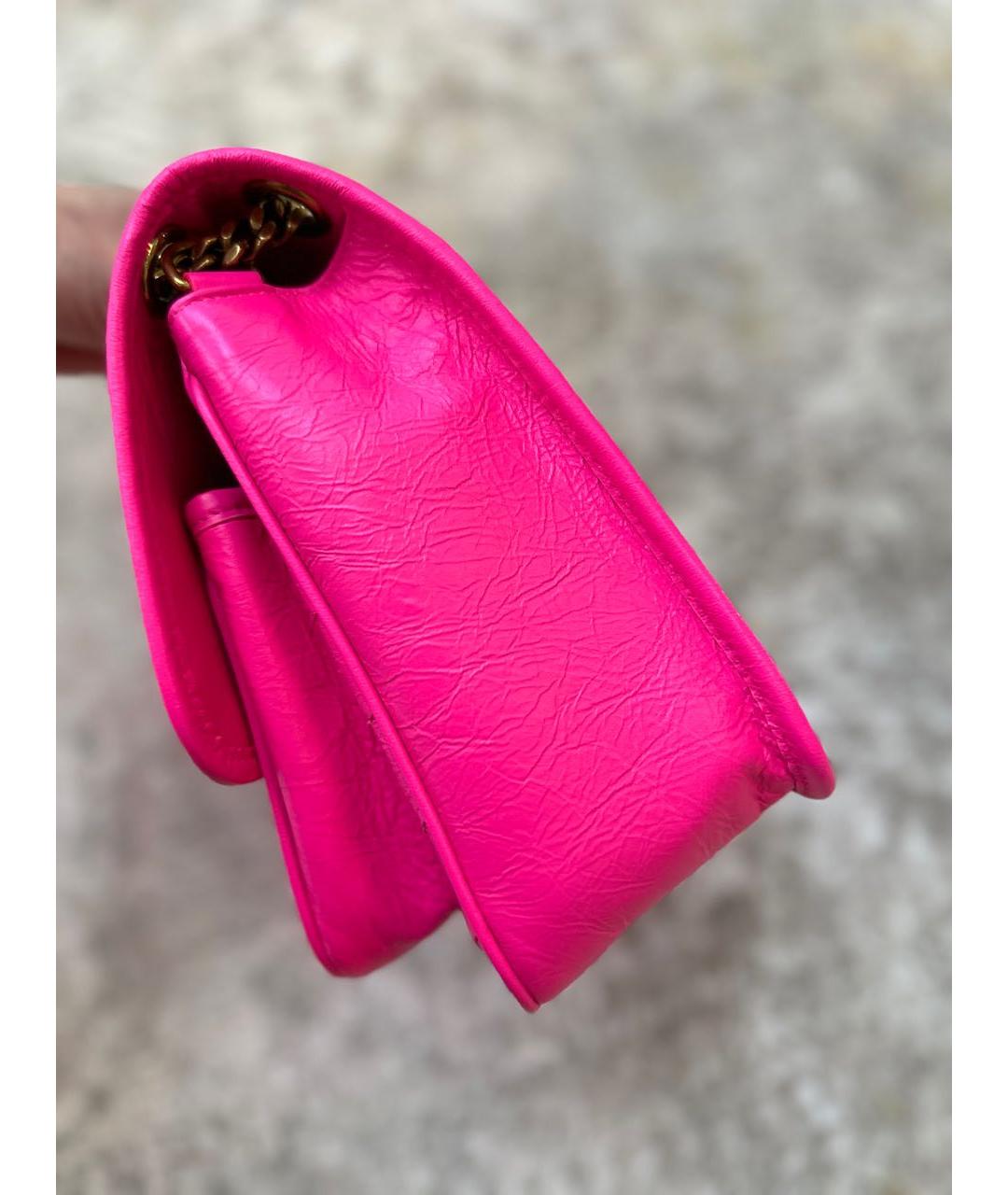 SAINT LAURENT Розовая кожаная сумка через плечо, фото 3