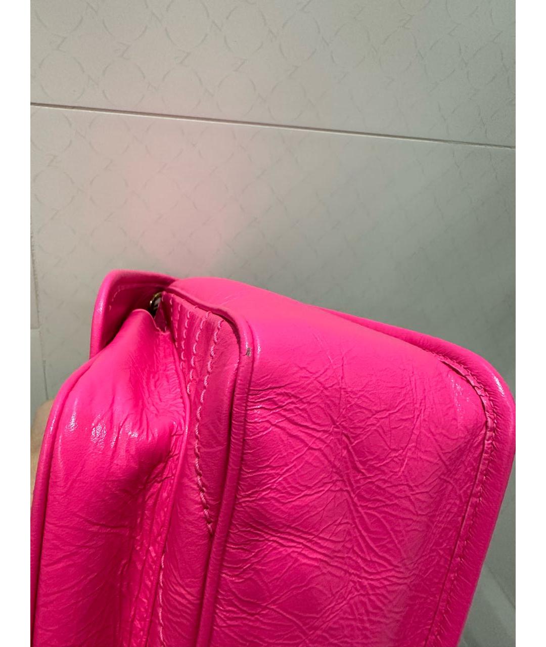 SAINT LAURENT Розовая кожаная сумка через плечо, фото 8