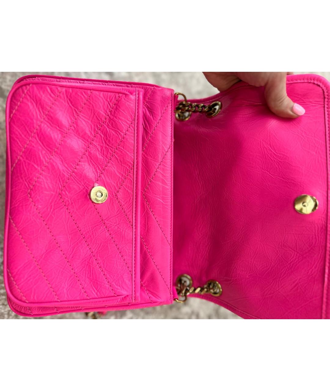 SAINT LAURENT Розовая кожаная сумка через плечо, фото 4