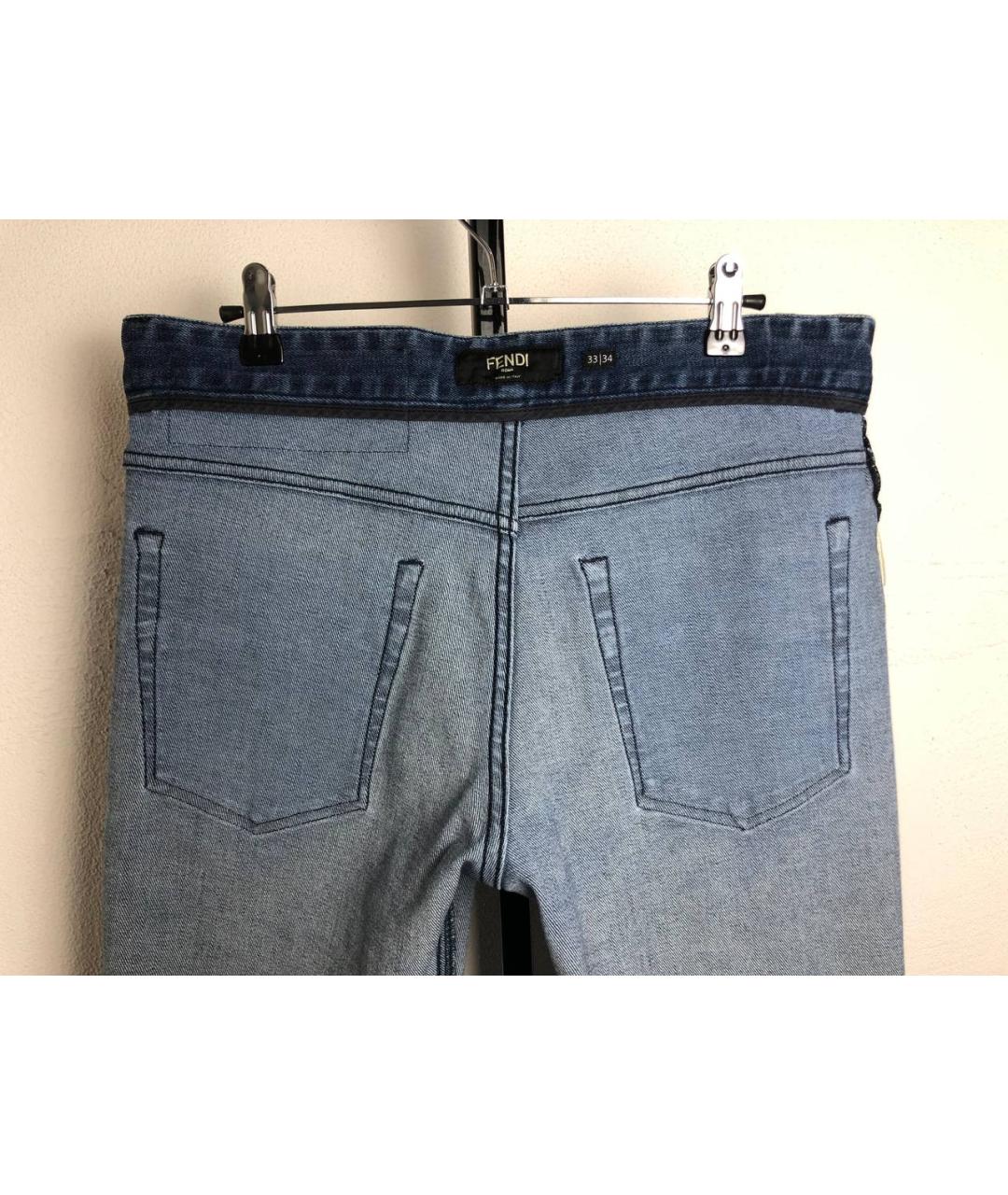 FENDI Синие хлопковые прямые джинсы, фото 3
