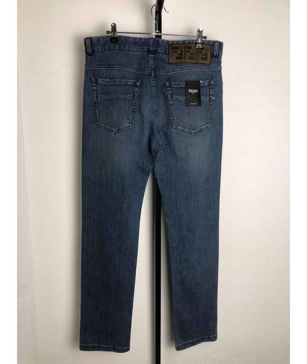 FENDI Синие хлопковые прямые джинсы, фото 2