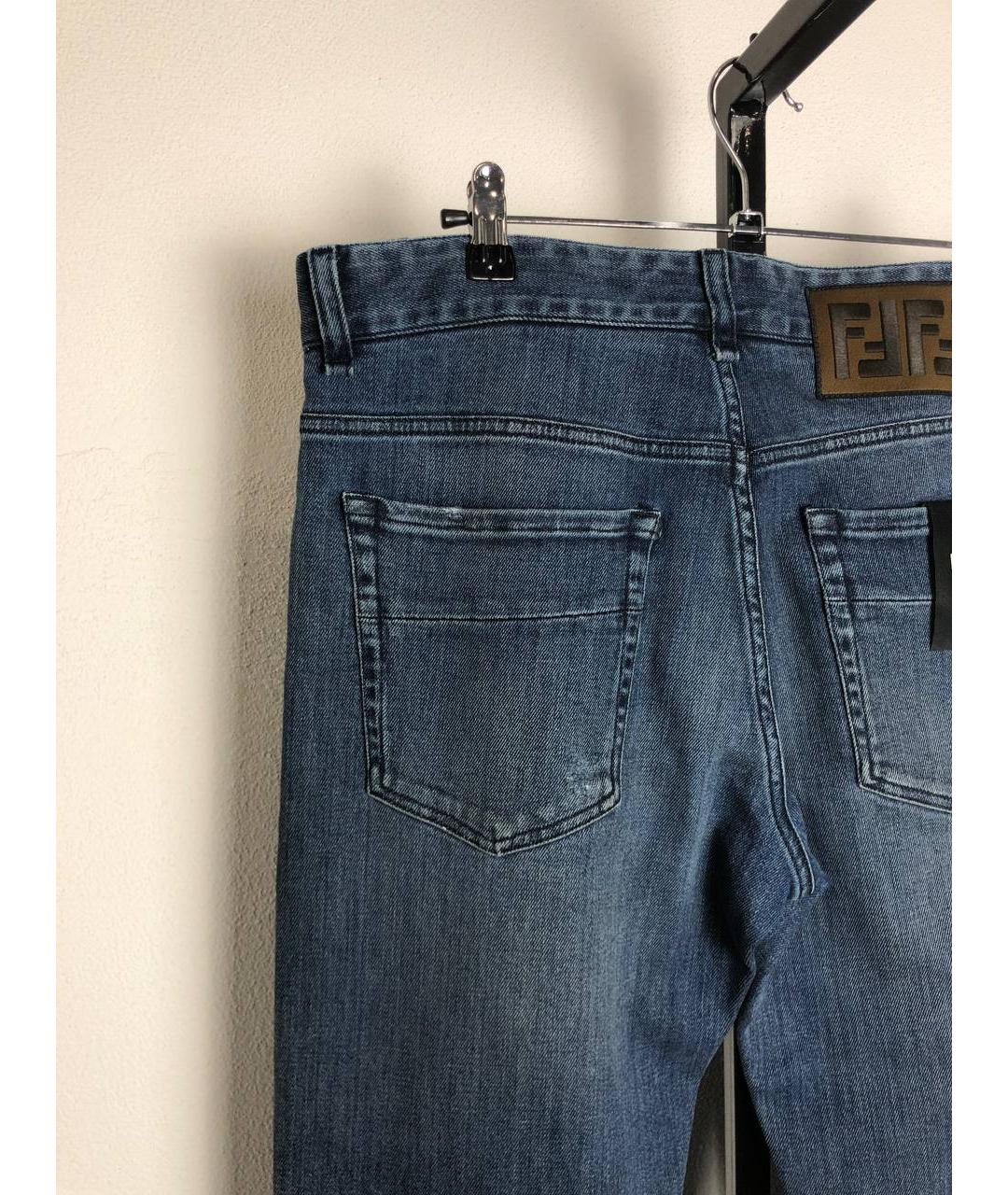 FENDI Синие хлопковые прямые джинсы, фото 5