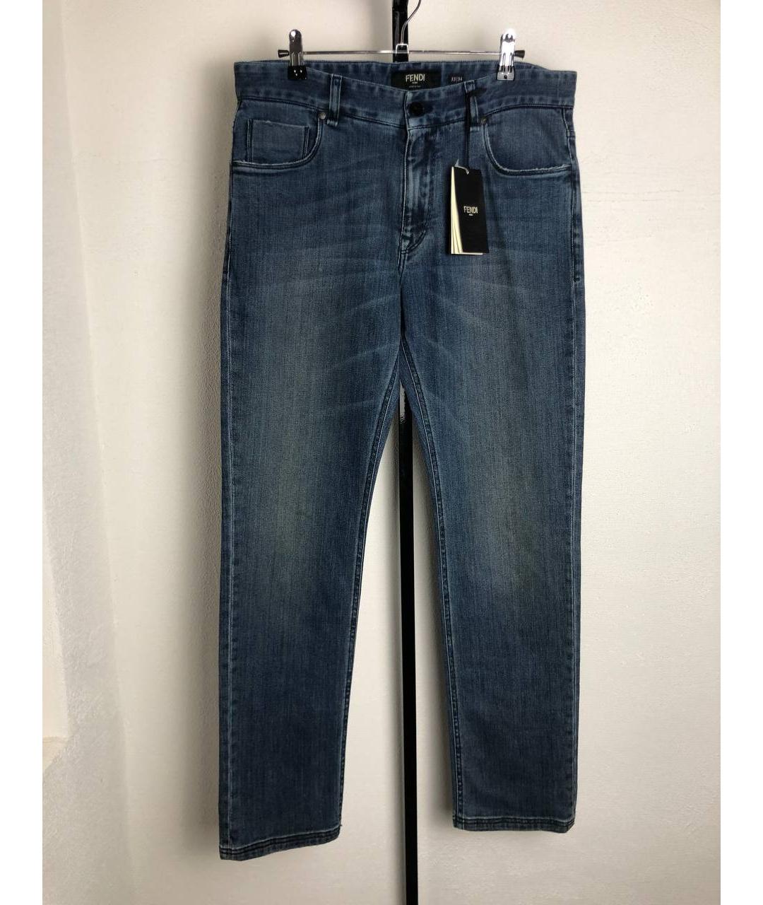FENDI Синие хлопковые прямые джинсы, фото 9