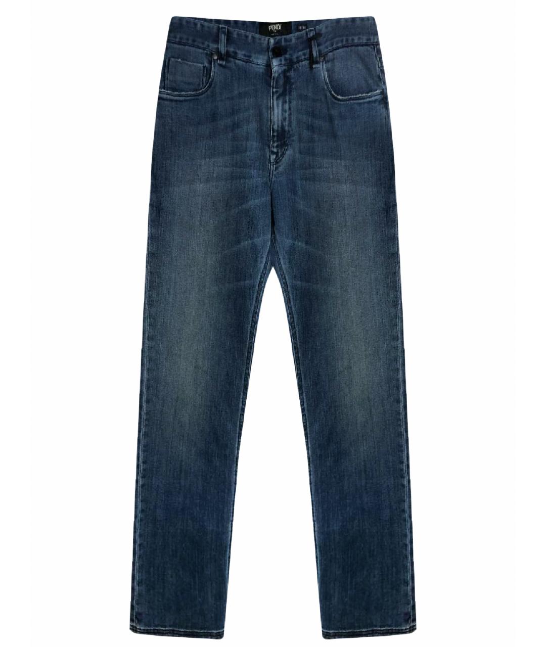 FENDI Синие хлопковые прямые джинсы, фото 1