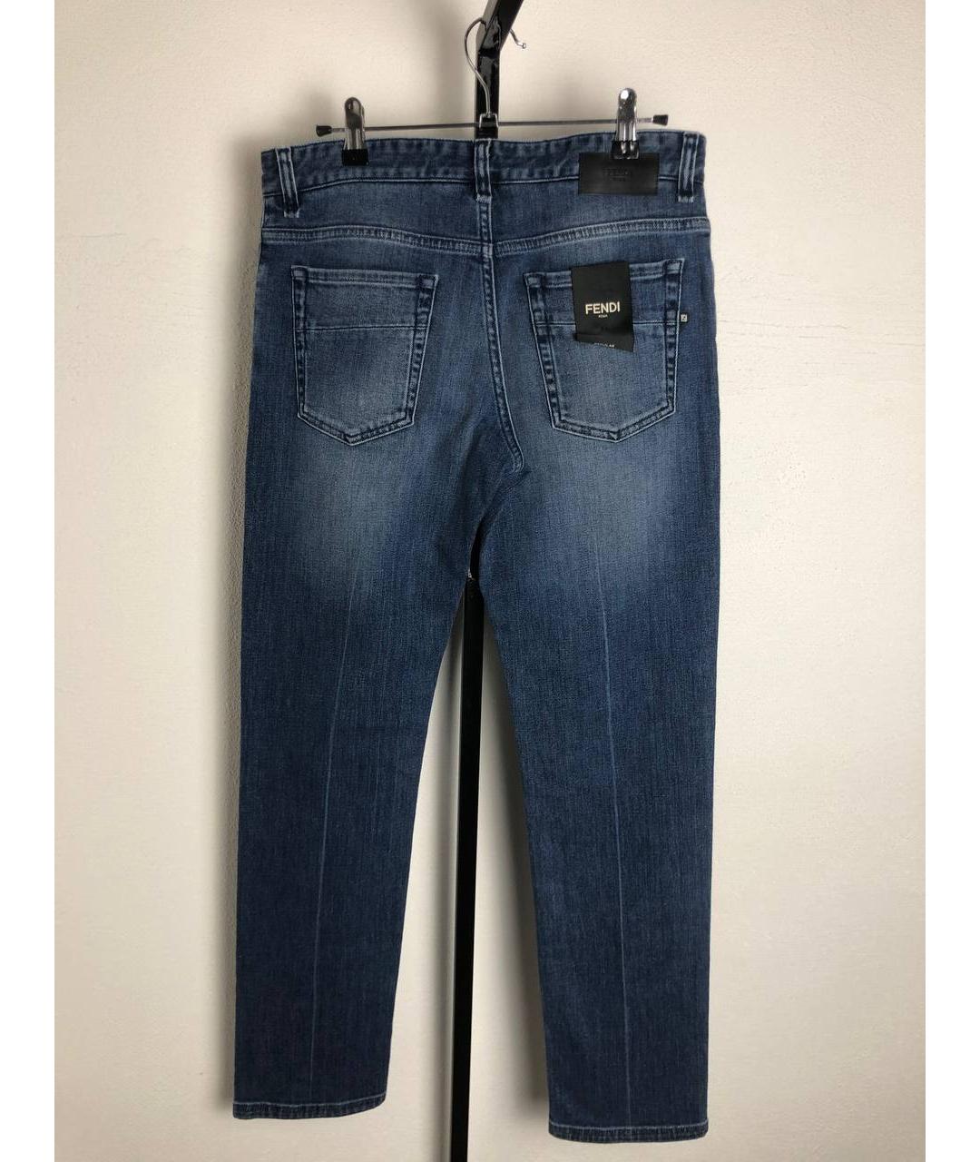 FENDI Синие хлопковые прямые джинсы, фото 2