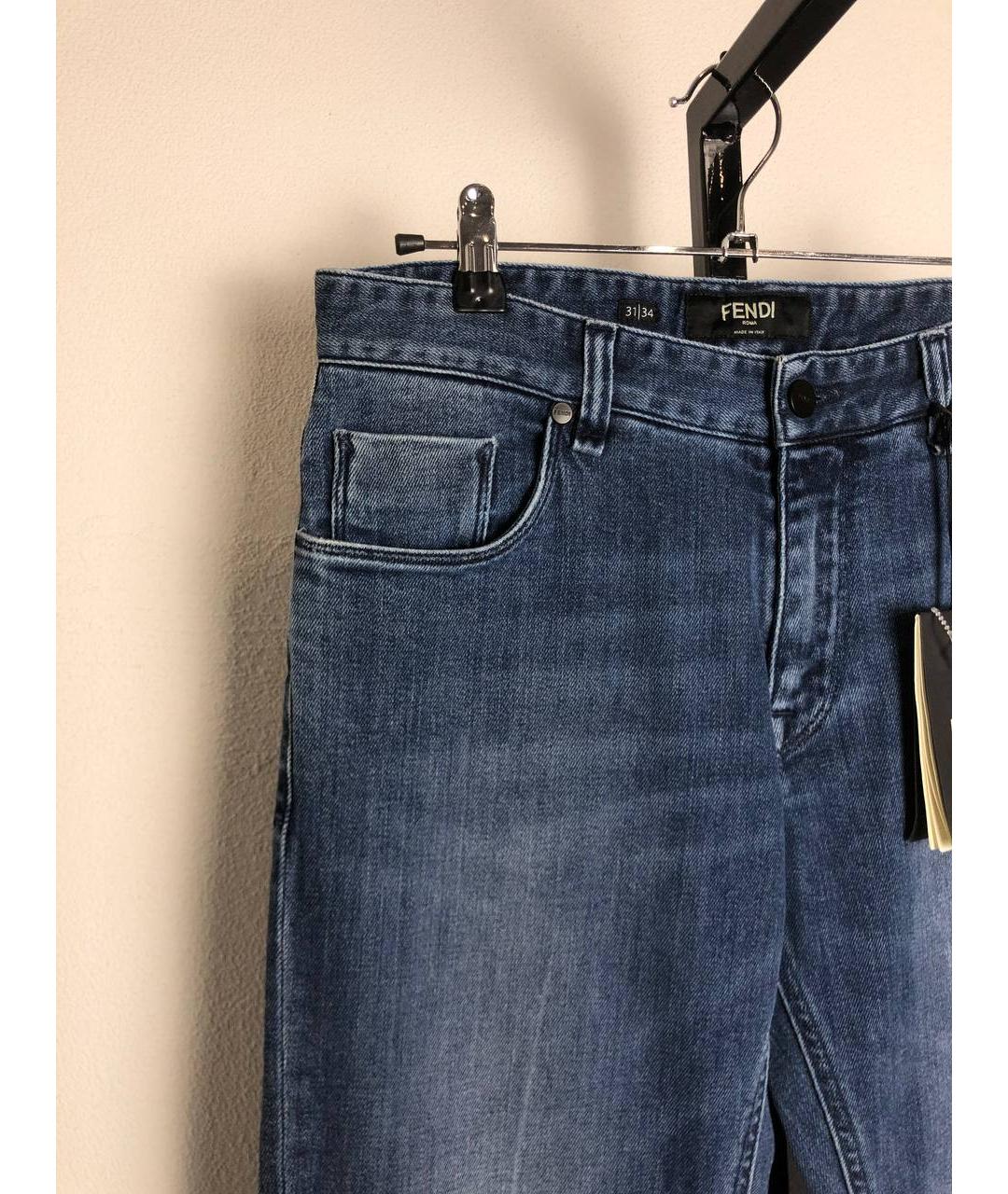 FENDI Синие хлопковые прямые джинсы, фото 4
