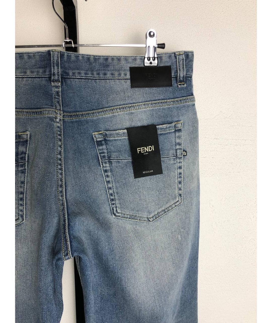 FENDI Голубые хлопковые прямые джинсы, фото 6