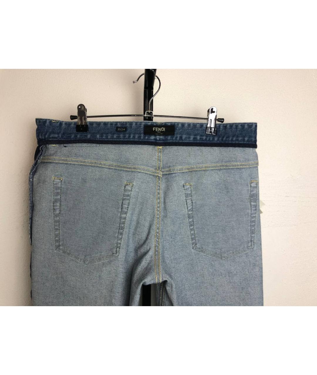 FENDI Голубые хлопковые прямые джинсы, фото 3