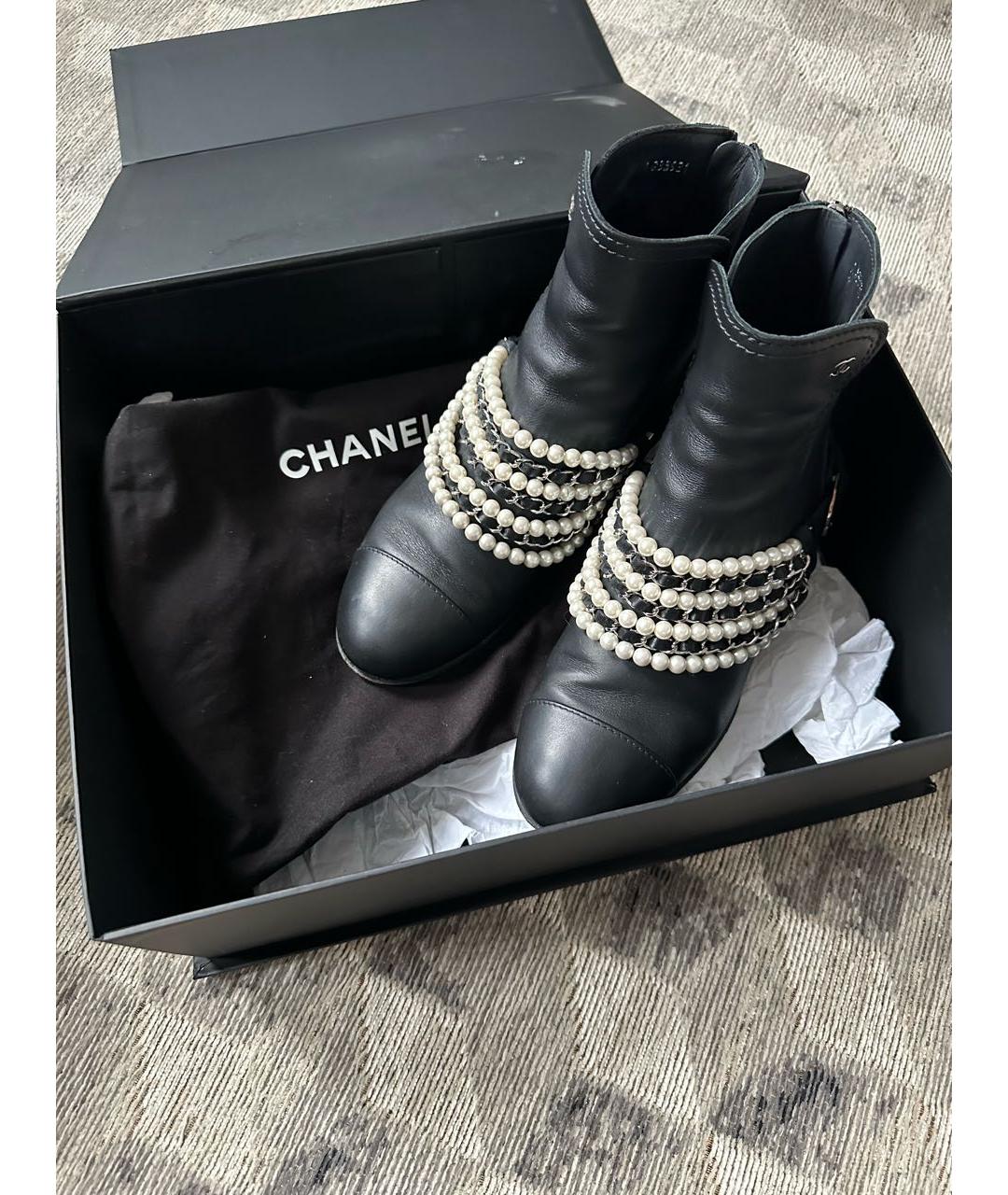 CHANEL Черные кожаные полусапоги, фото 2