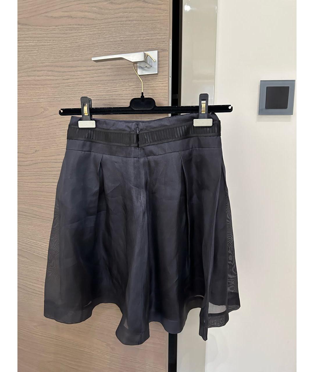 CAVALLI CLASS Черная шелковая юбка мини, фото 2