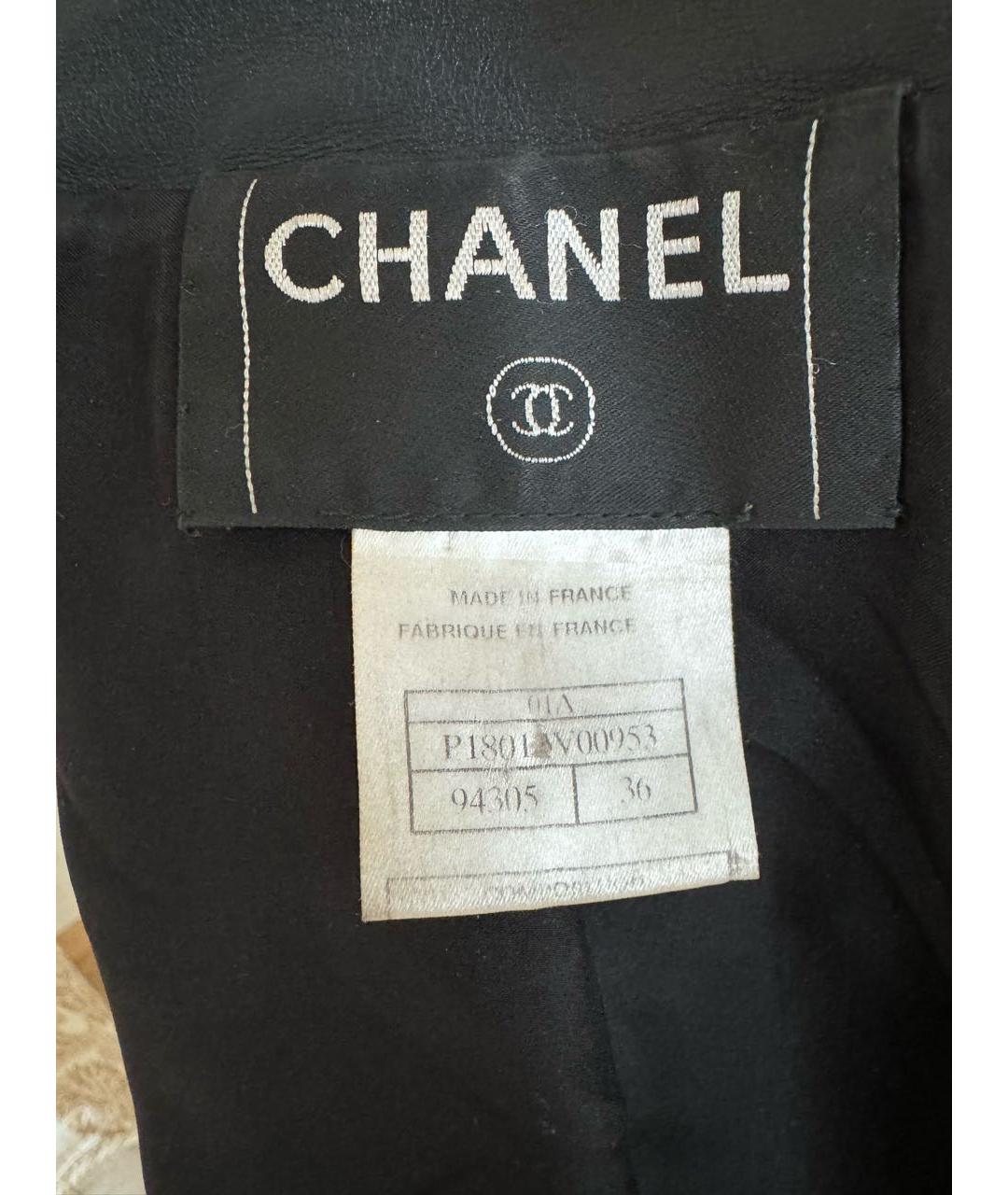 CHANEL PRE-OWNED Черная кожаная куртка, фото 5