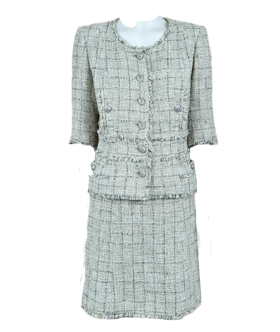 CHANEL PRE-OWNED Бежевый твидовый костюм с юбками, фото 1