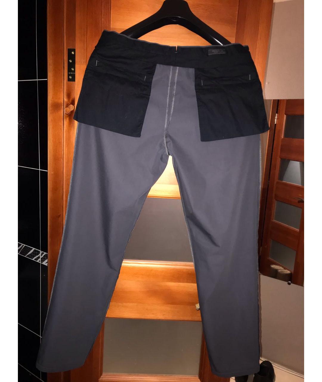 PRADA Серые хлопковые повседневные брюки, фото 4
