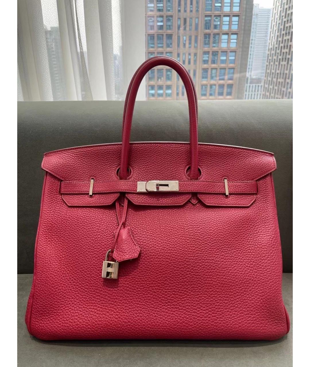 HERMES Красная кожаная сумка тоут, фото 2