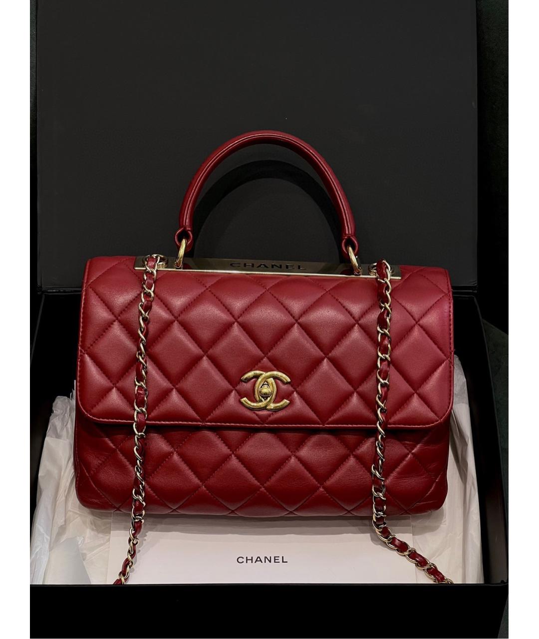 CHANEL Красная кожаная сумка тоут, фото 9