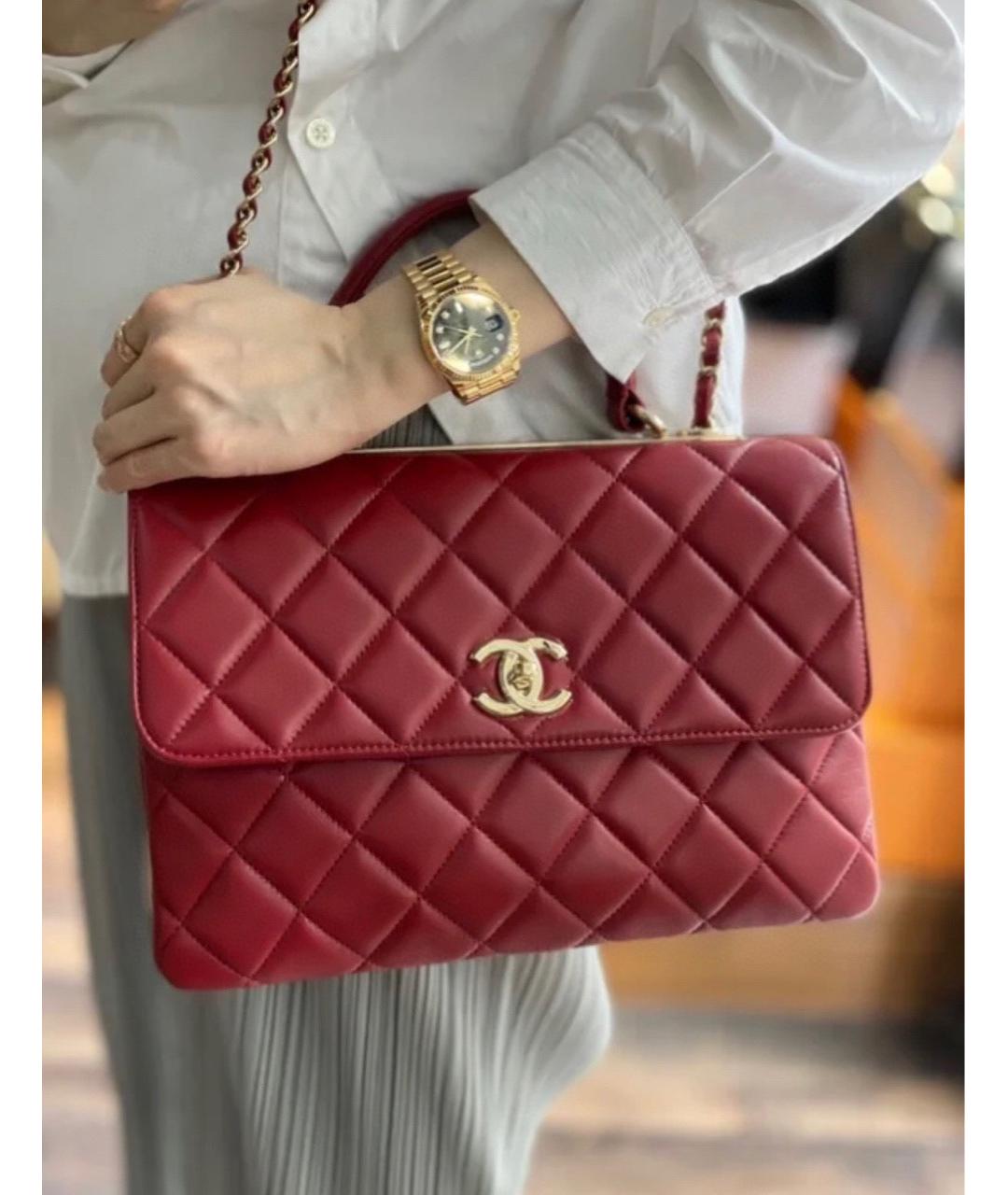 CHANEL Красная кожаная сумка тоут, фото 8