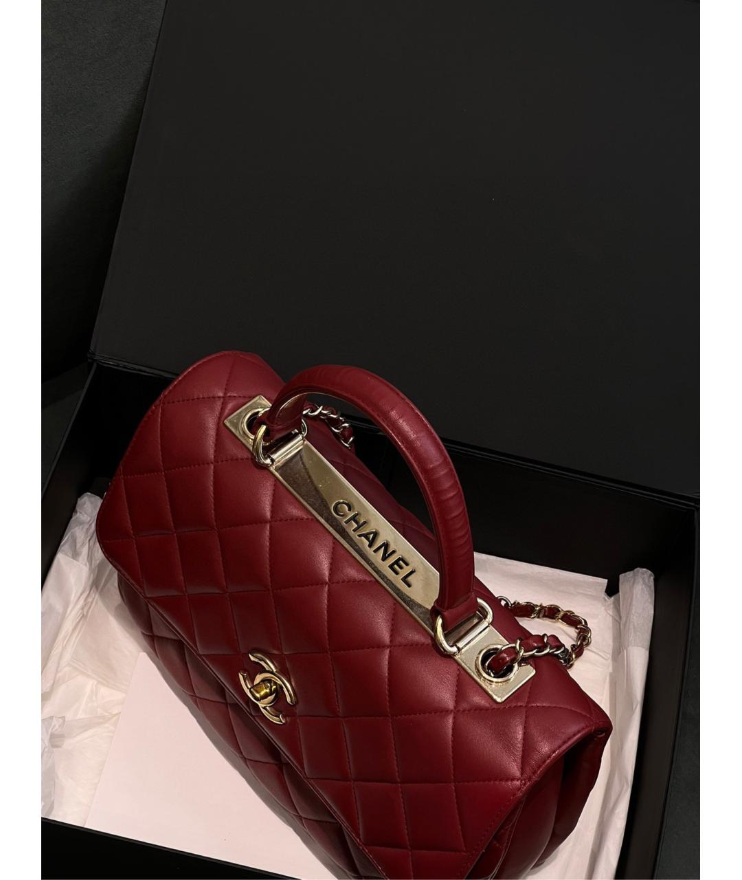 CHANEL Красная кожаная сумка тоут, фото 6