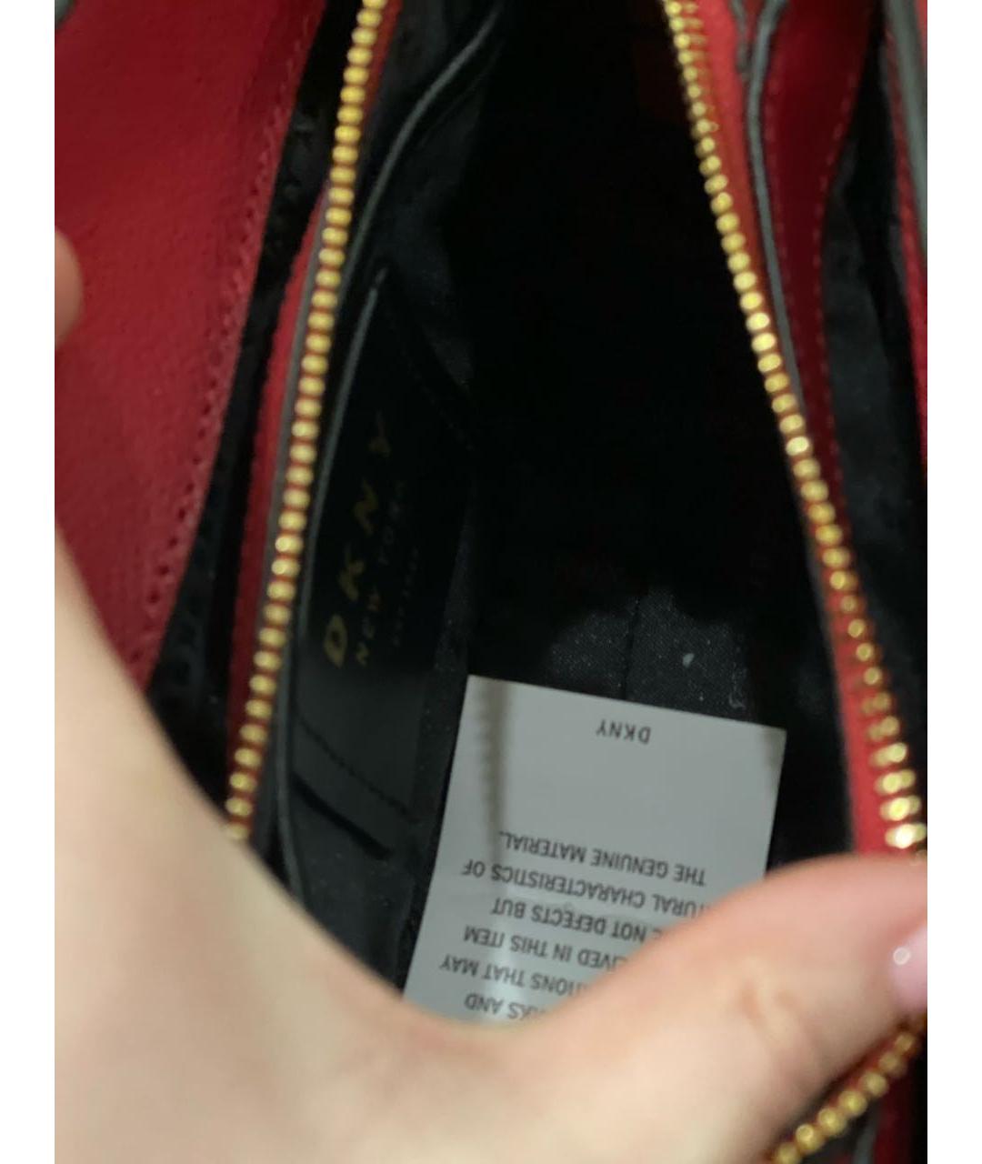 DKNY Красная кожаная сумка через плечо, фото 3