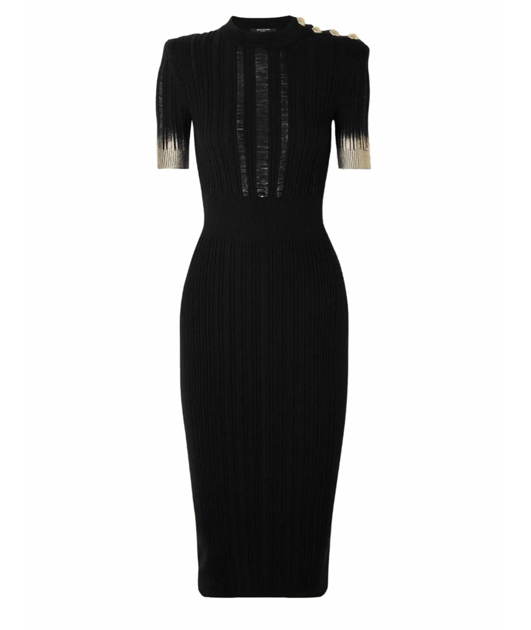 BALMAIN Черное кашемировое коктейльное платье, фото 1