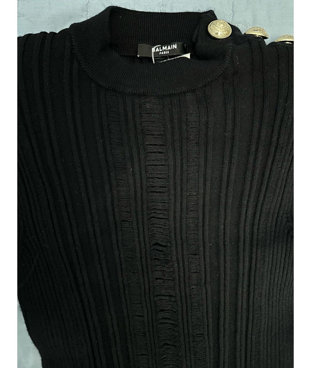 BALMAIN Черное кашемировое коктейльное платье, фото 4