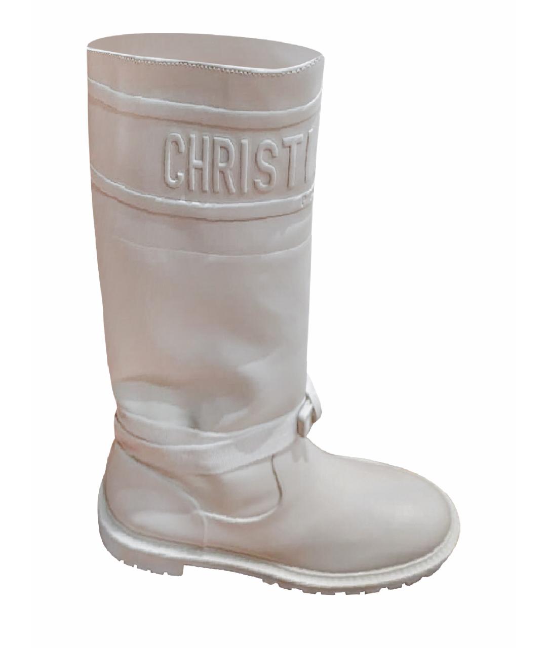 CHRISTIAN DIOR PRE-OWNED Белые кожаные сапоги, фото 1