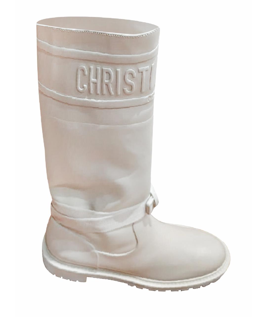 CHRISTIAN DIOR PRE-OWNED Белые кожаные сапоги, фото 6