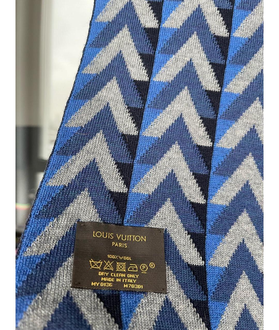 LOUIS VUITTON PRE-OWNED Темно-синий шерстяной шарф, фото 2