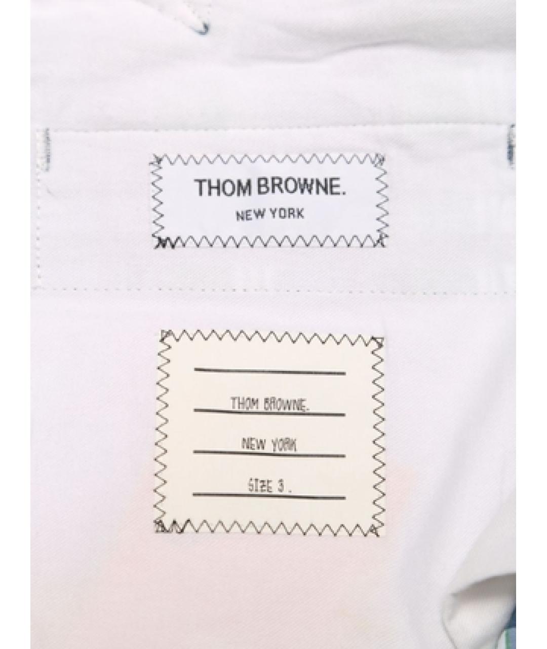 THOM BROWNE Синие хлопковые повседневные брюки, фото 8