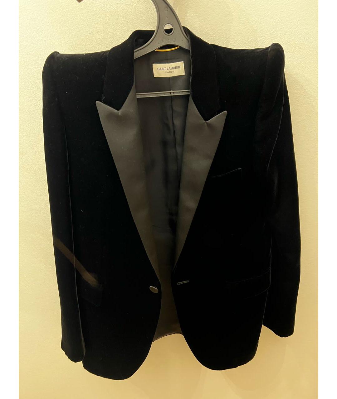 SAINT LAURENT Черный бархатный жакет/пиджак, фото 5