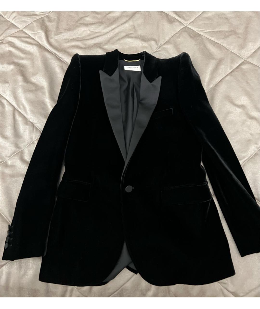 SAINT LAURENT Черный бархатный жакет/пиджак, фото 6