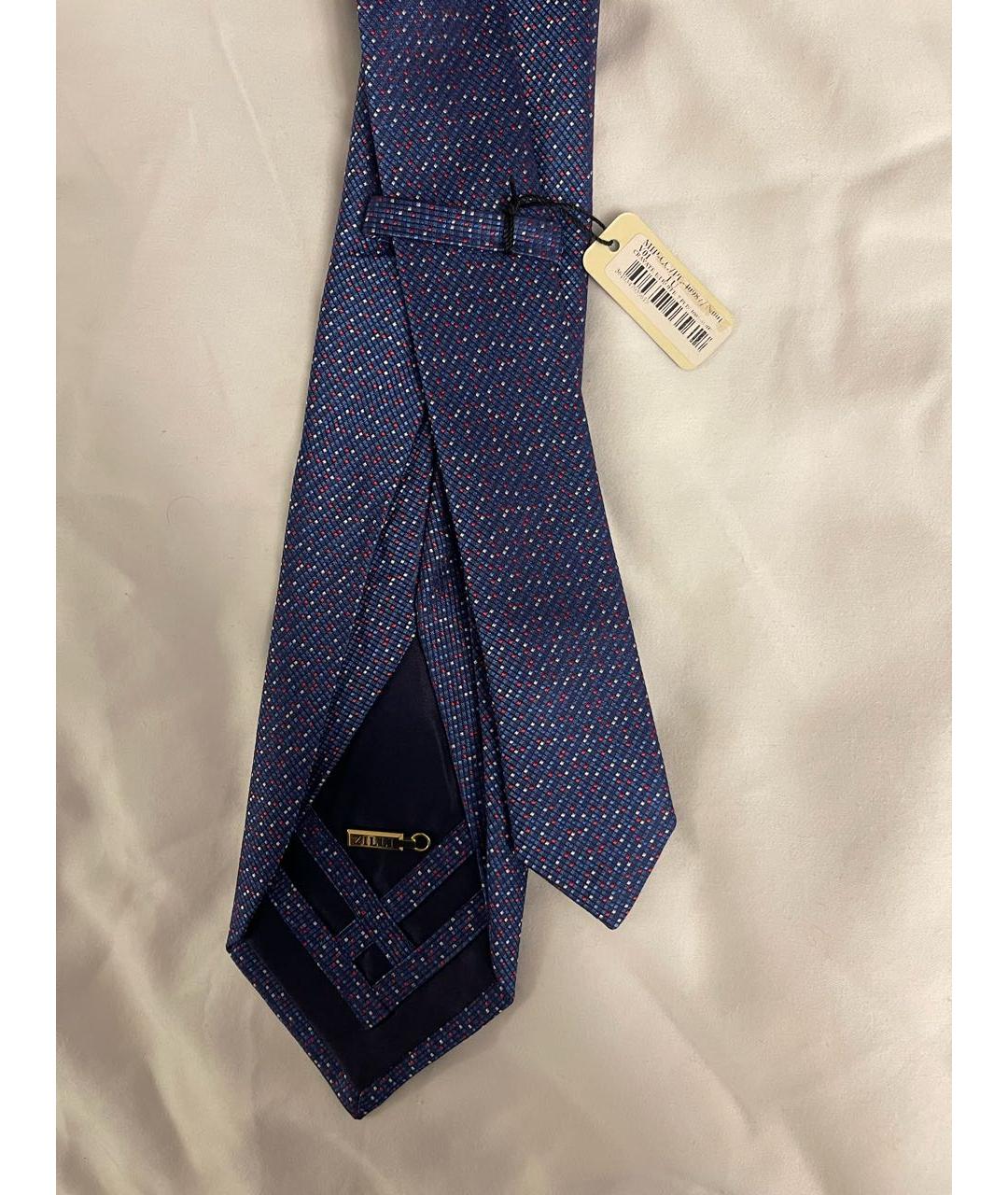 ZILLI Темно-синий шелковый галстук, фото 4