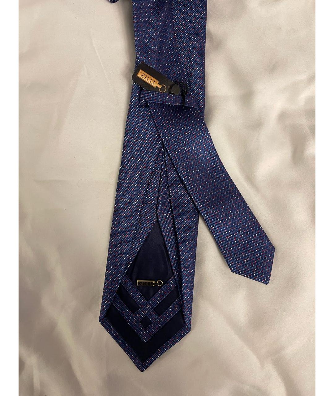 ZILLI Темно-синий шелковый галстук, фото 3