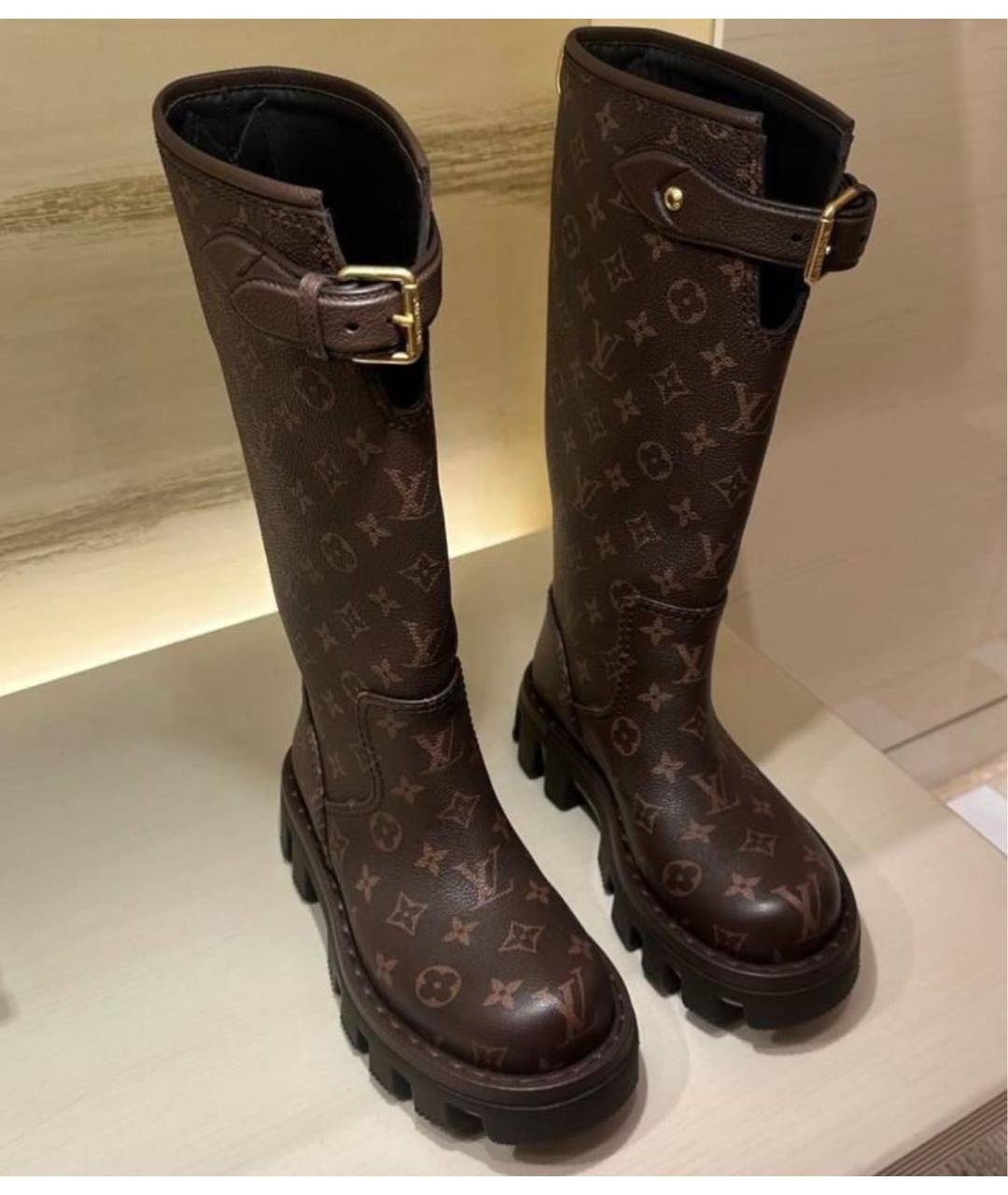 LOUIS VUITTON PRE-OWNED Коричневые кожаные сапоги, фото 2