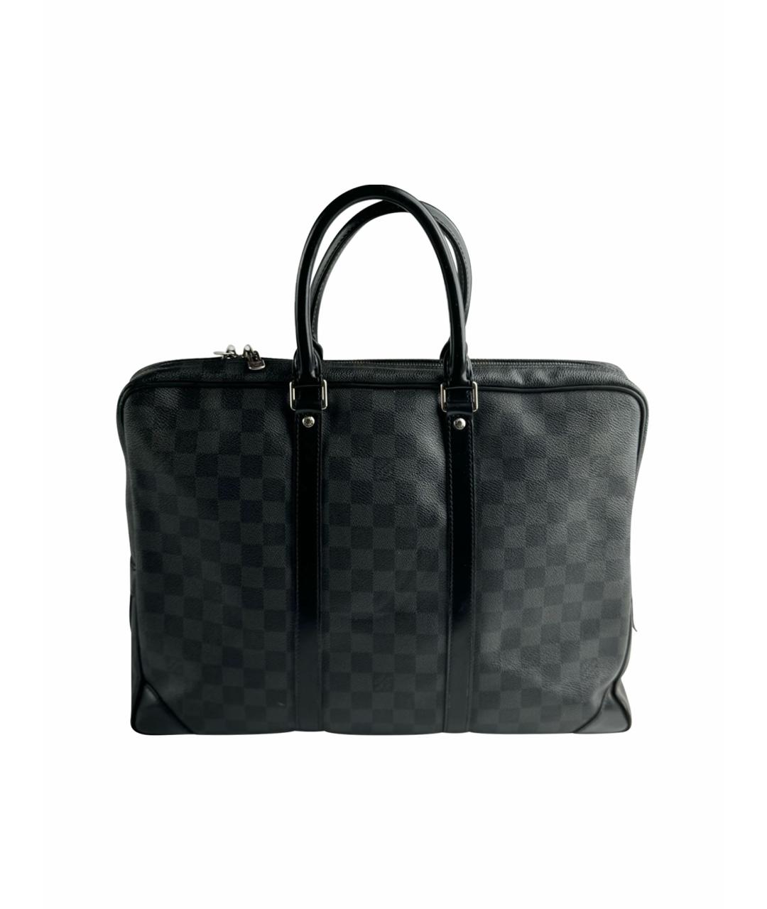 LOUIS VUITTON PRE-OWNED Антрацитовый кожаный портфель, фото 1