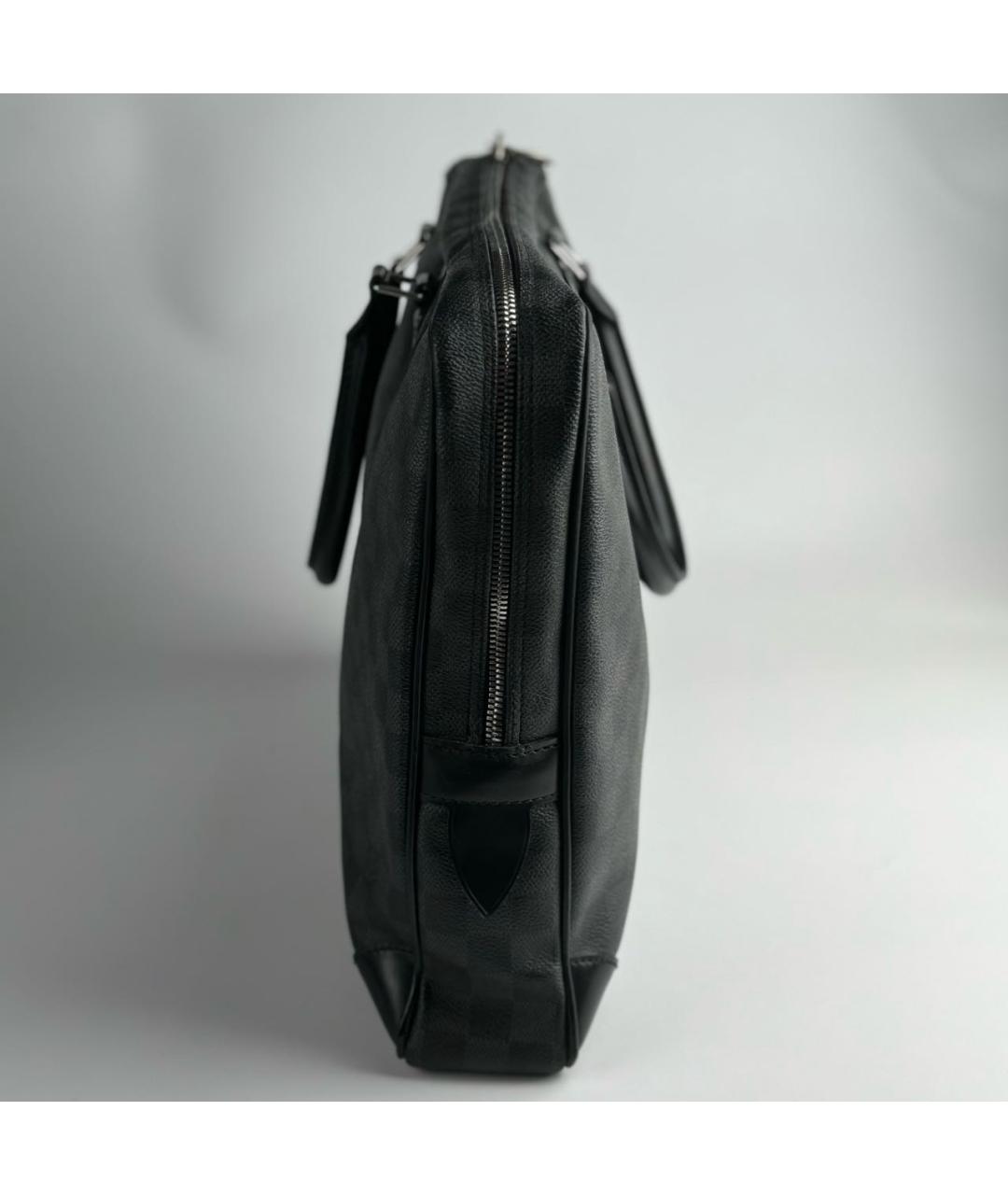 LOUIS VUITTON PRE-OWNED Антрацитовый кожаный портфель, фото 3