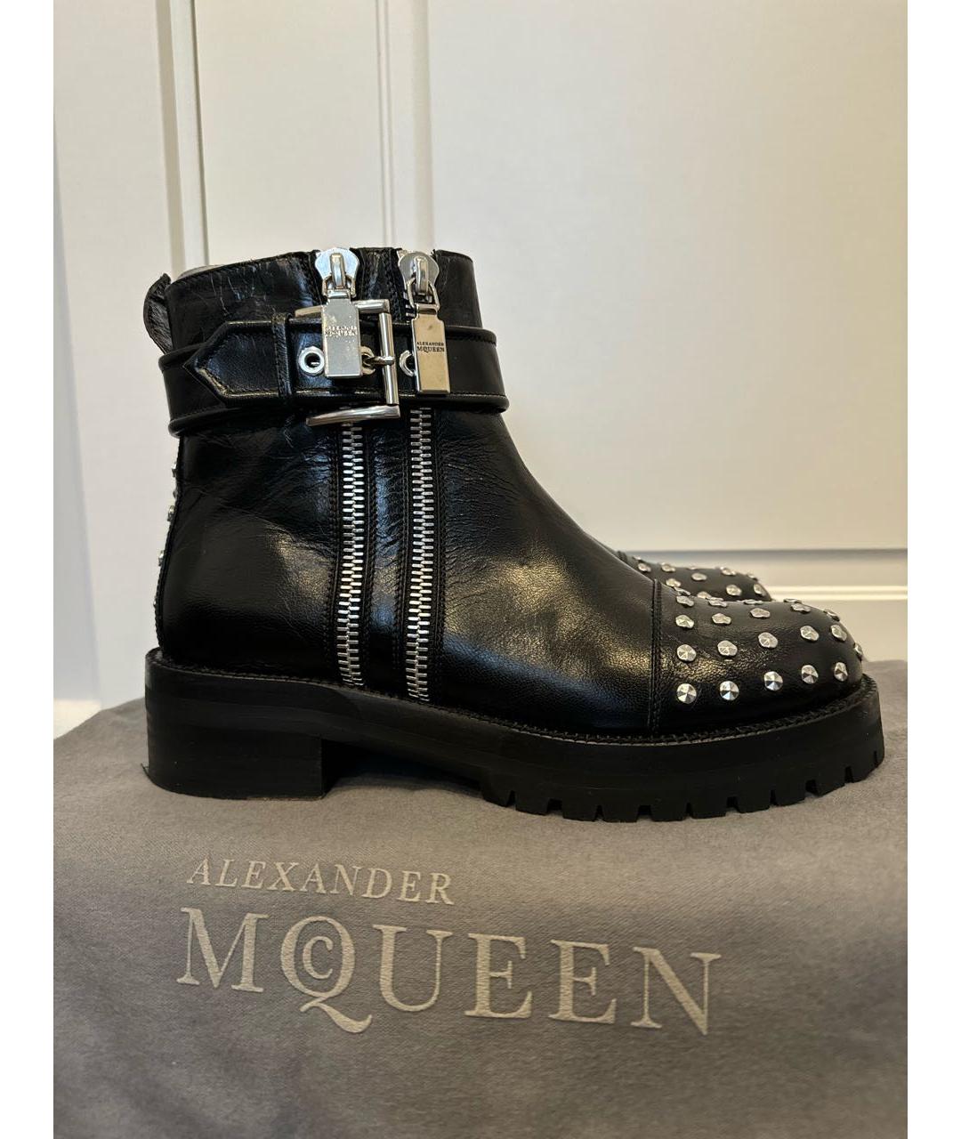 ALEXANDER MCQUEEN Черные кожаные ботинки, фото 9