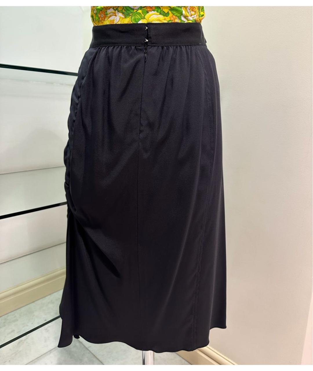 NINA RICCI Черная шелковая юбка миди, фото 2