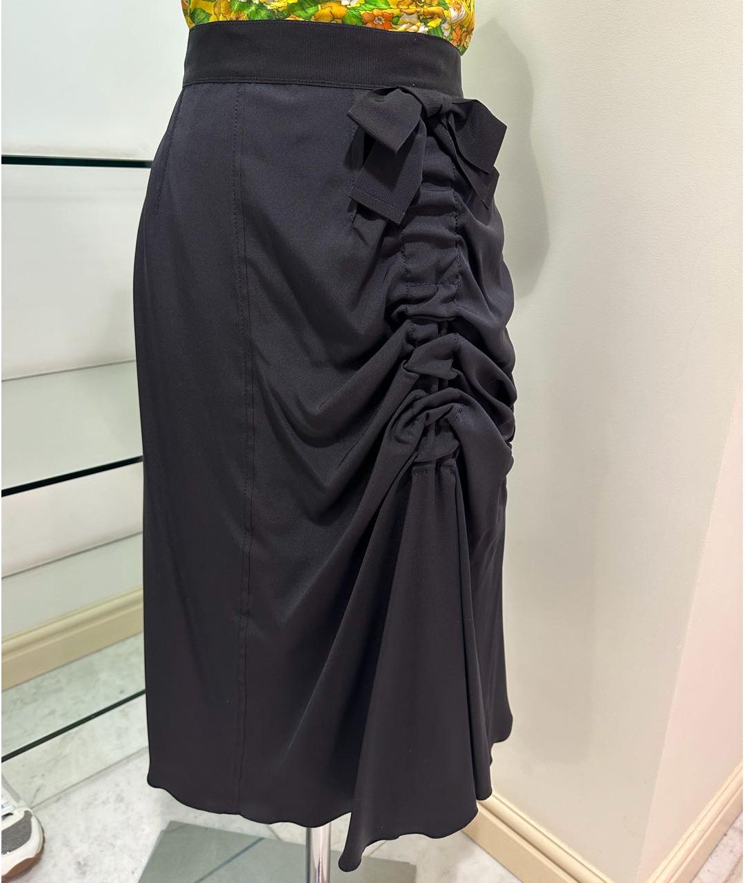 NINA RICCI Черная шелковая юбка миди, фото 6